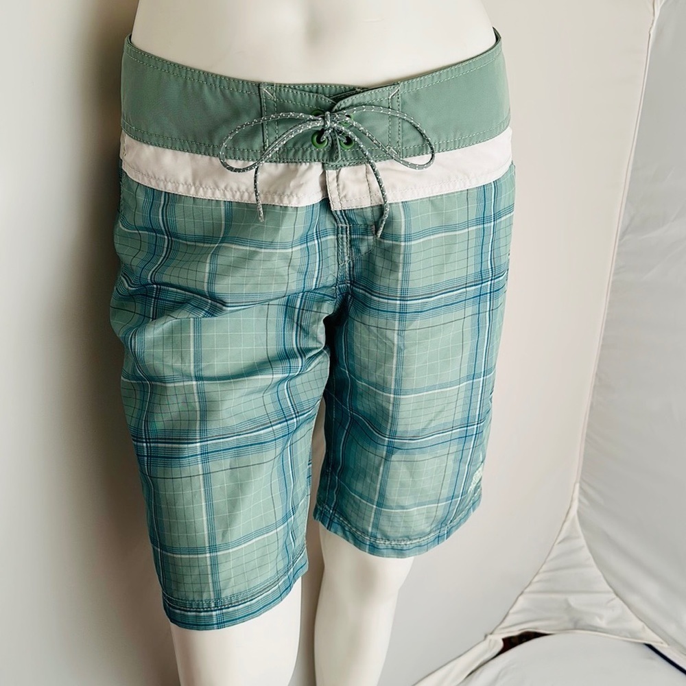 The North Face multicolor aqua blue green board shorts